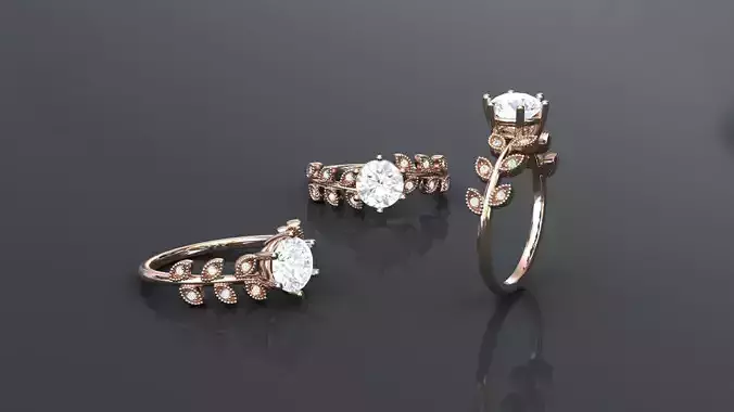 Thin Vines Leaf Engagement Ring 1ct