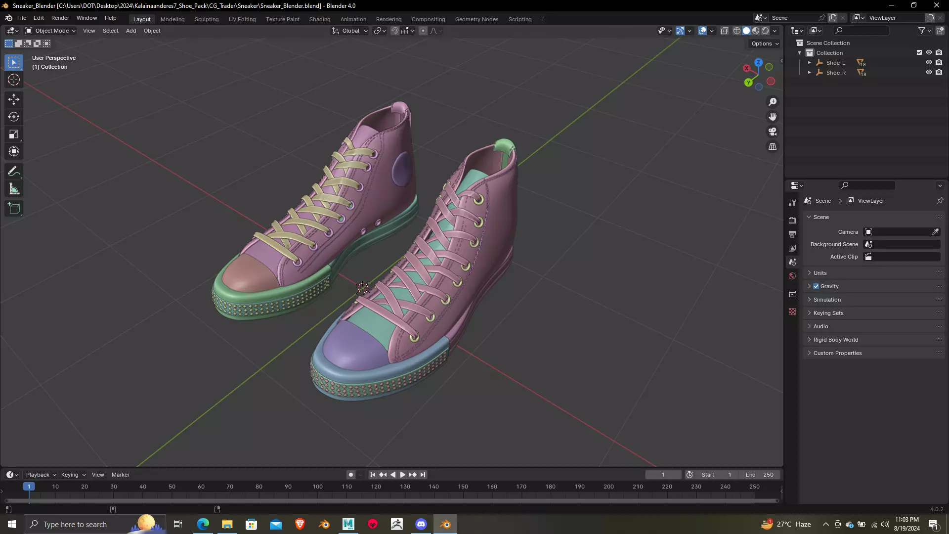 High Detail Sneaker 3D Model  Print Ready 3D print model_0