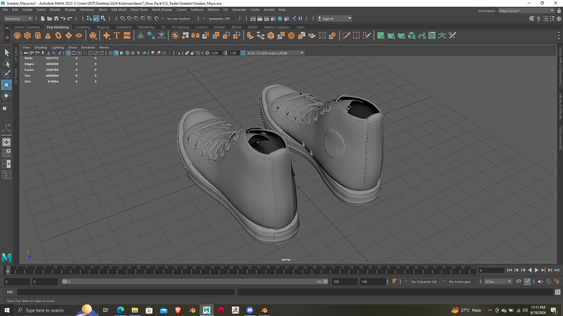 High Detail Sneaker 3D Model  Print Ready 3D print model_17