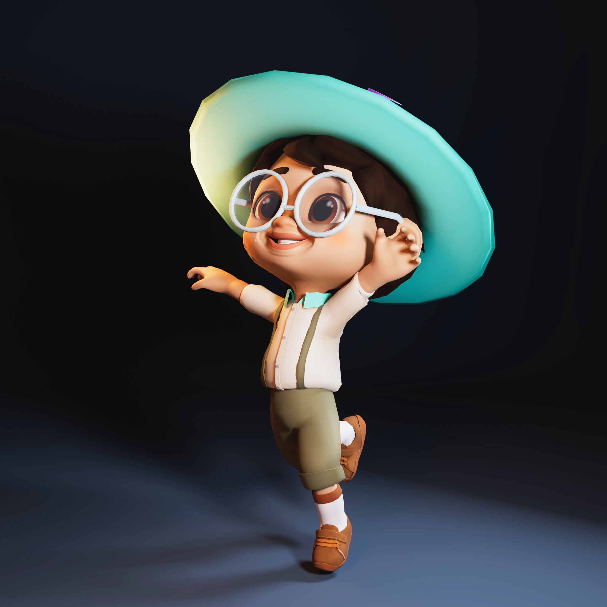 little boy Low-poly 3D model_1