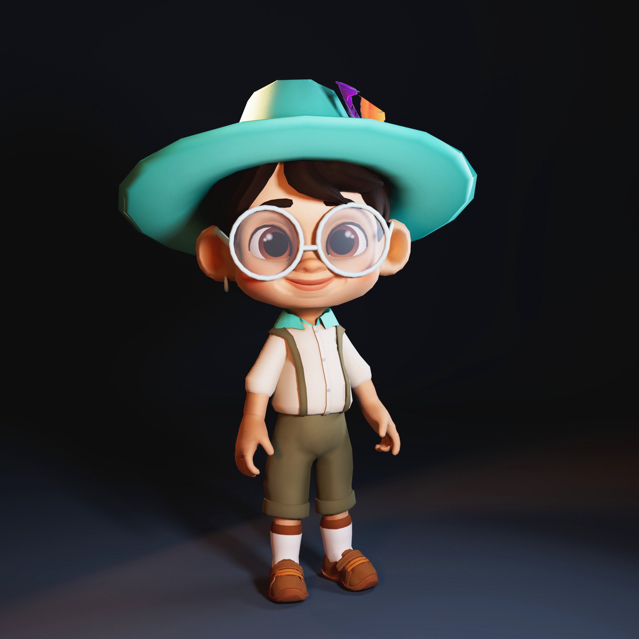 little boy Low-poly 3D model_2
