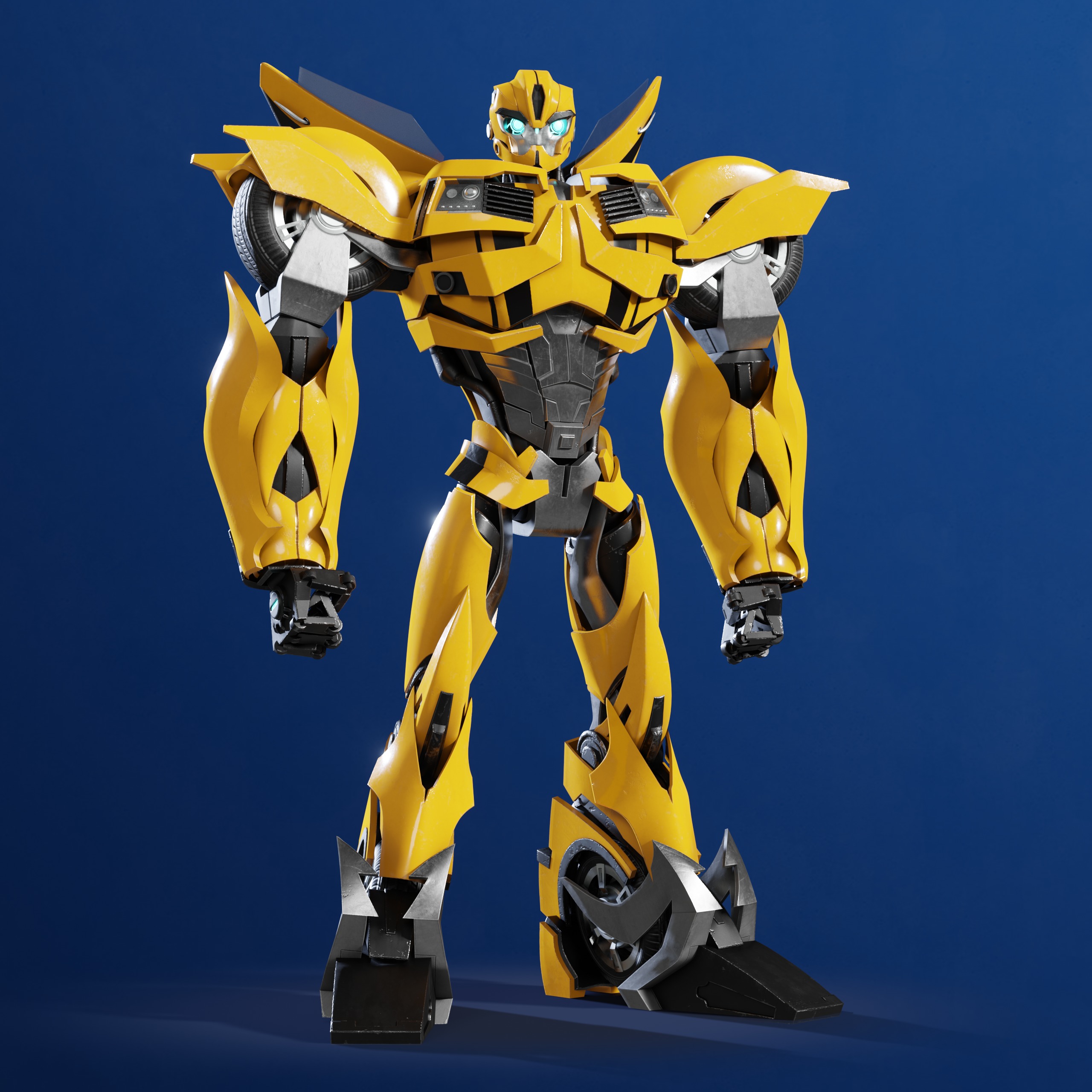 Bumblebee Transformers Prime Rig Low-poly 3D model_2