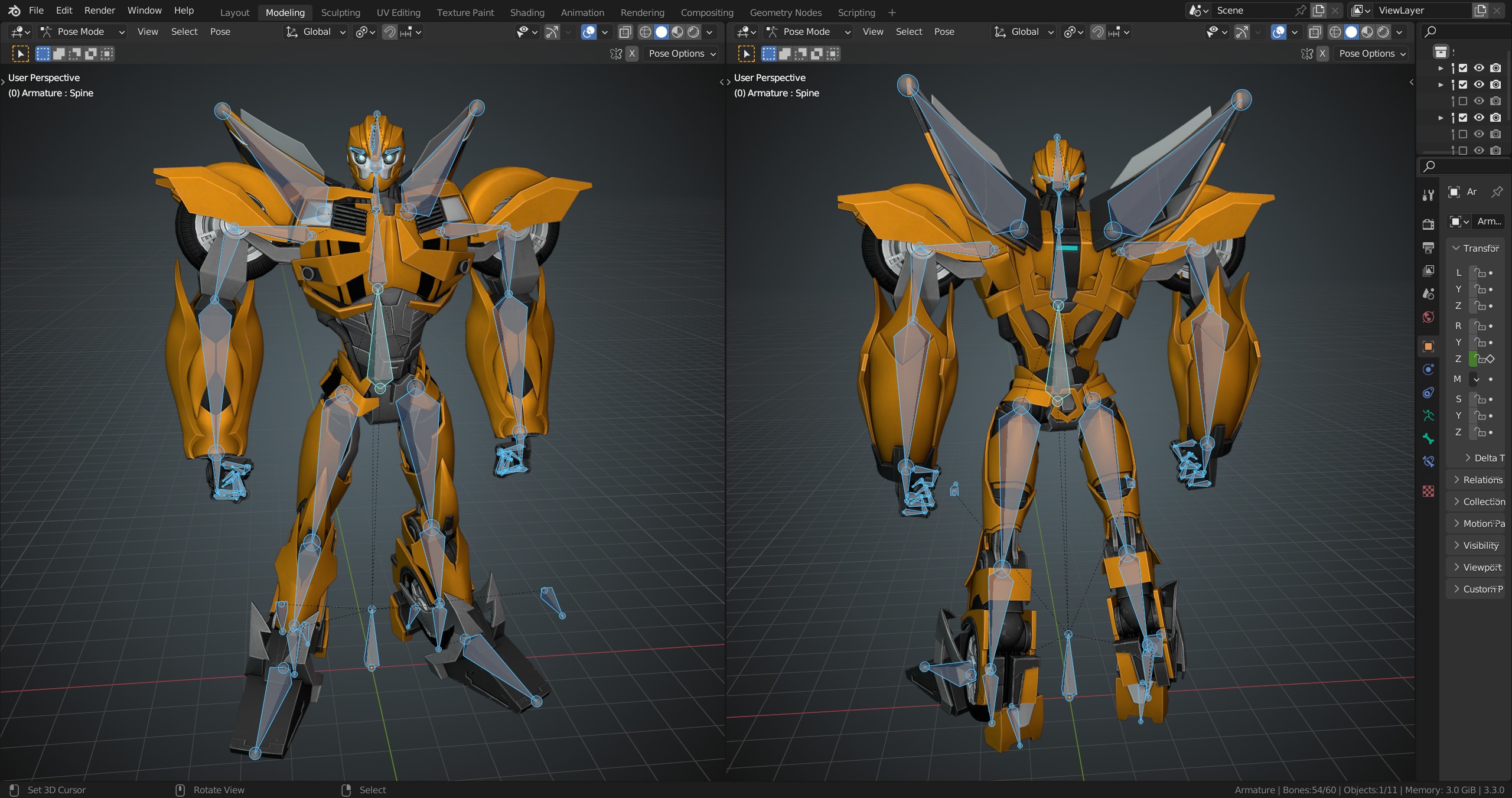 Bumblebee Transformers Prime Rig Low-poly 3D model_12