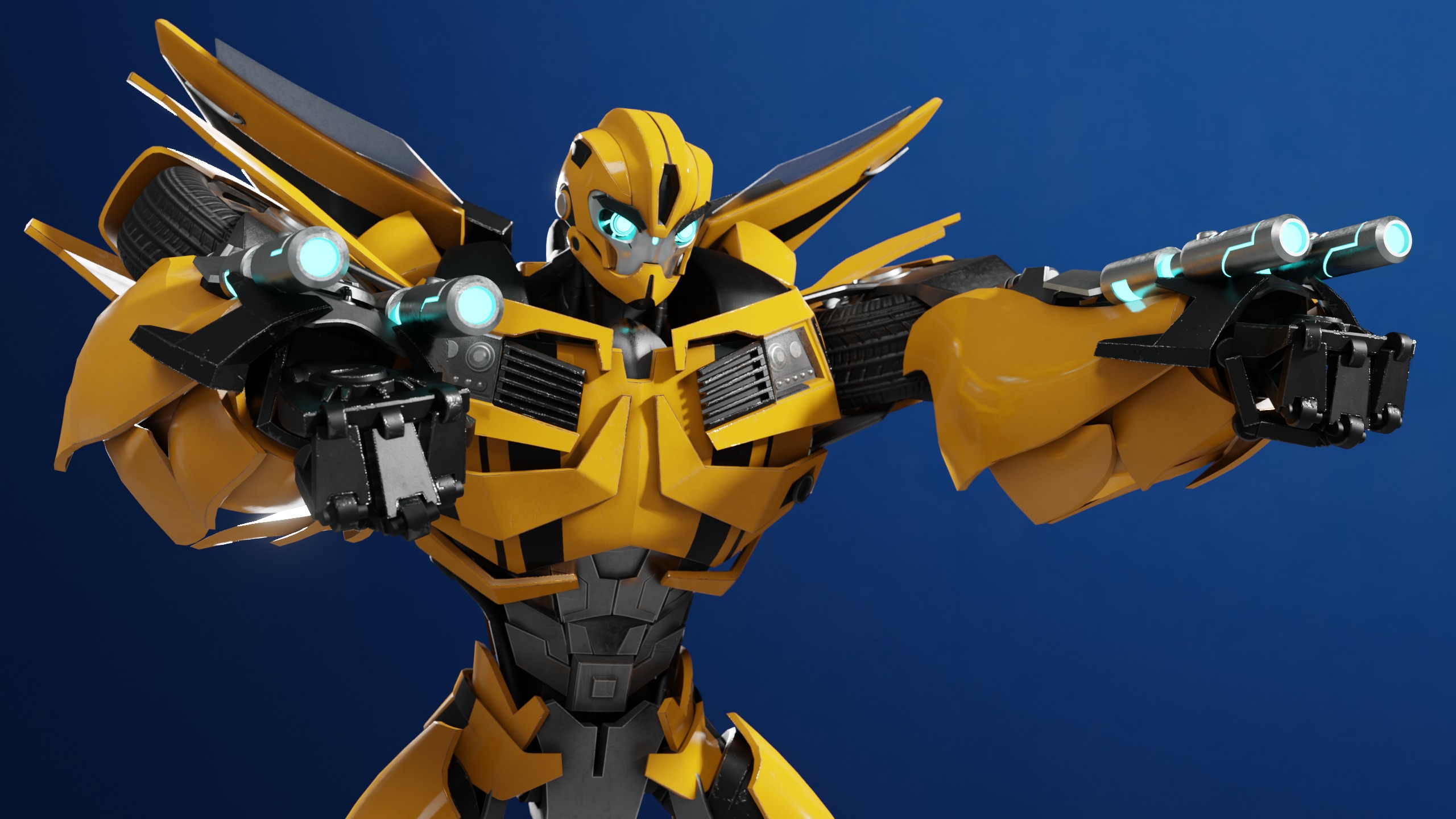Bumblebee Transformers Prime Rig Low-poly 3D model_4