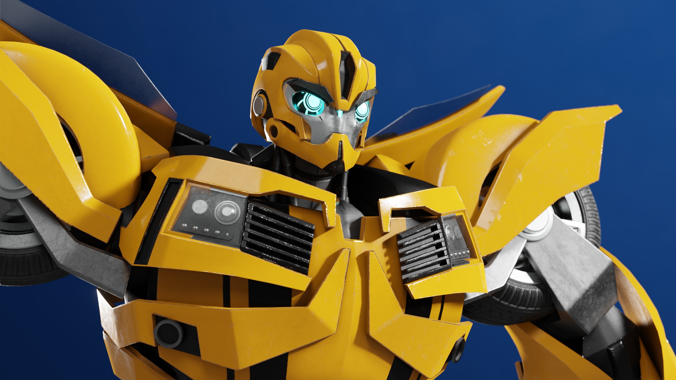 Bumblebee Transformers Prime Rig Low-poly 3D model_3