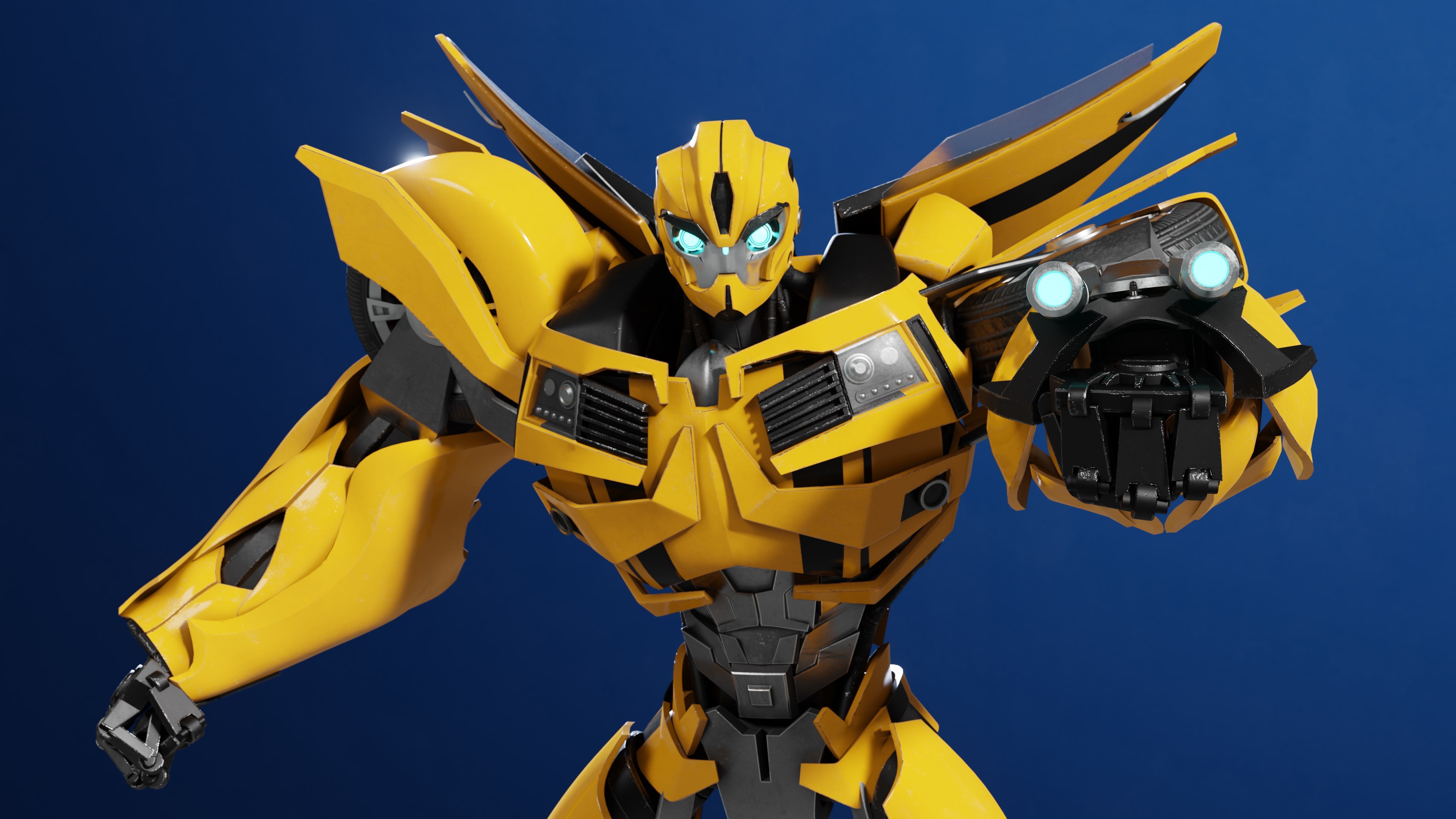 Bumblebee Transformers Prime Rig Low-poly 3D model_6