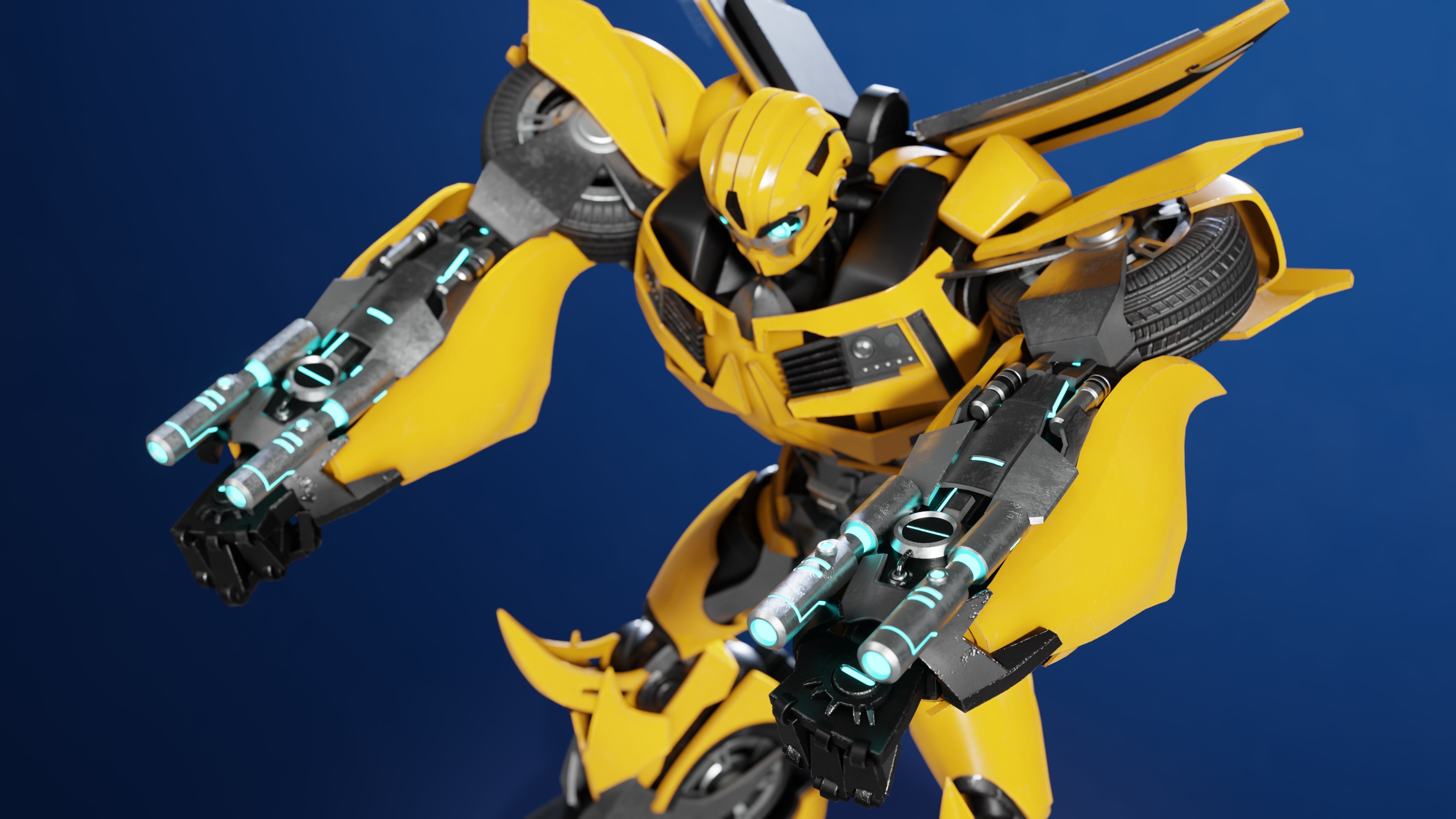 Bumblebee Transformers Prime Rig Low-poly 3D model_5