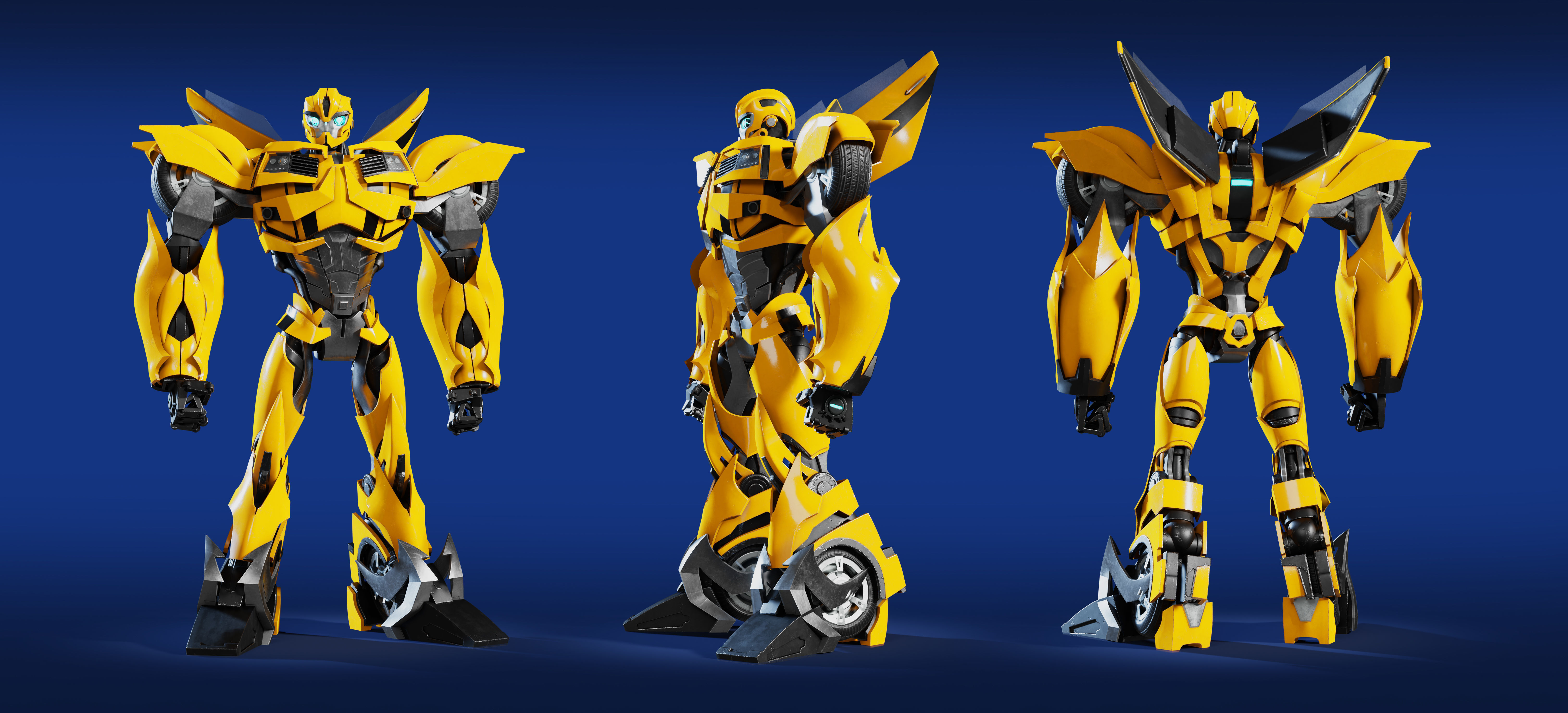Bumblebee Transformers Prime Rig Low-poly 3D model_1
