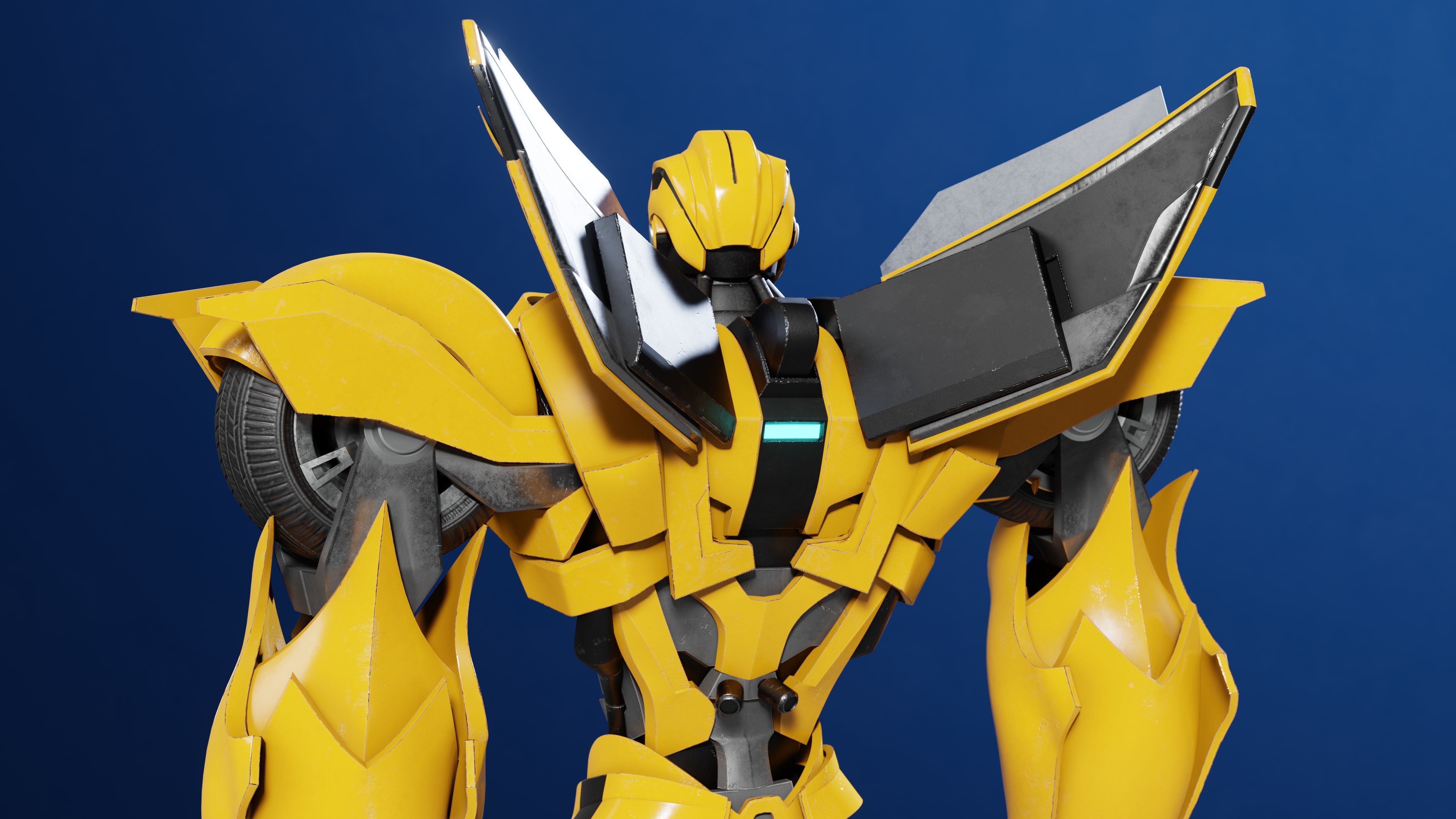 Bumblebee Transformers Prime Rig Low-poly 3D model_8