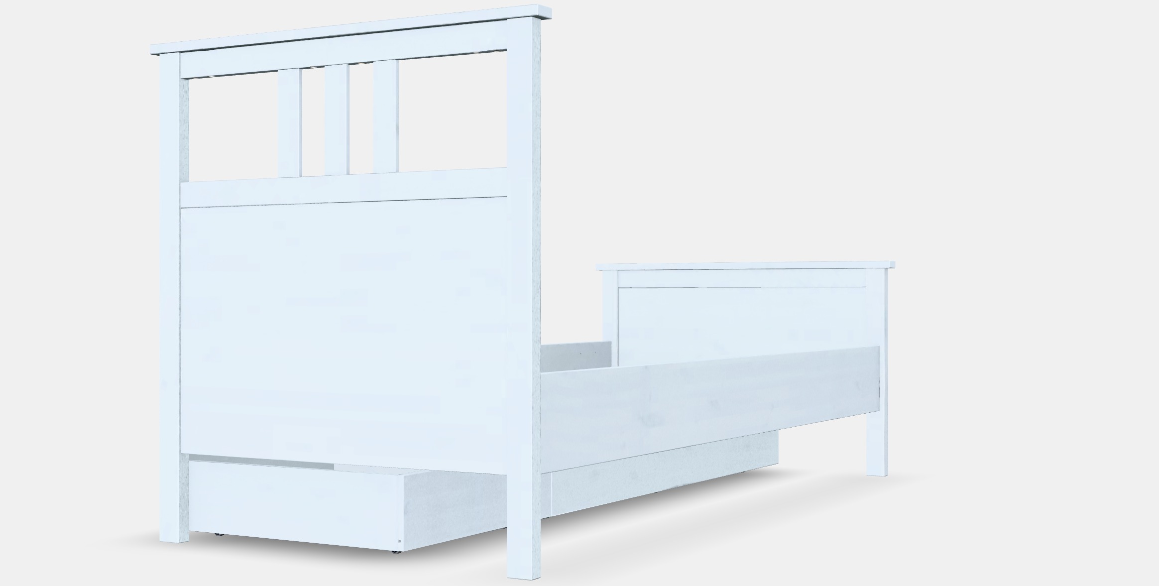 HEMNES Bed frame with 2 storage boxes Low-poly 3D model_6