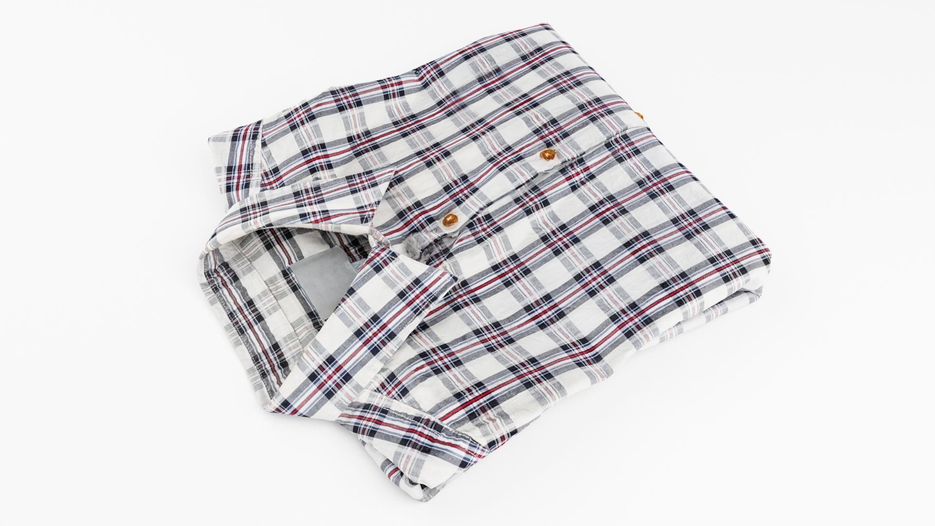 folded checkered shirt Generic casual wardrobe  3D model_2
