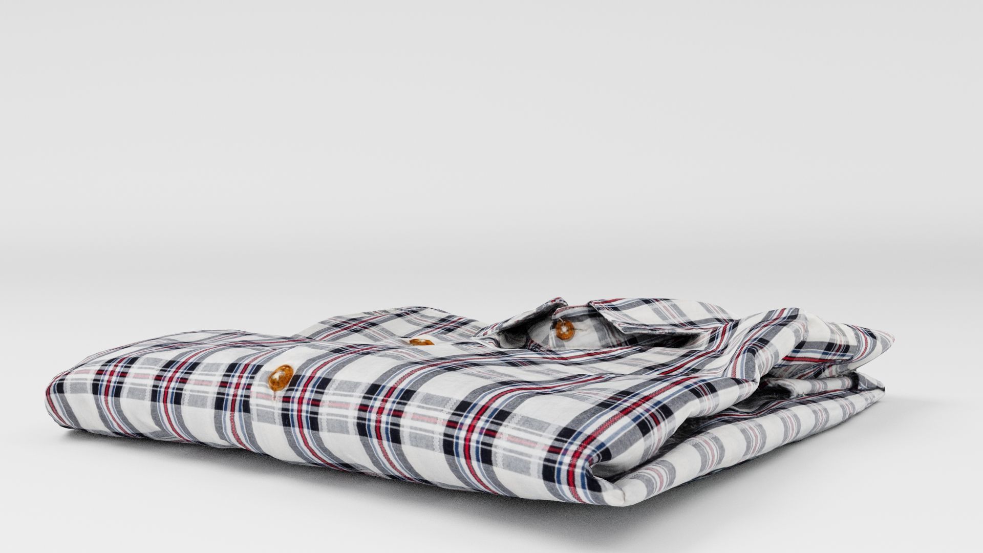 folded checkered shirt Generic casual wardrobe  3D model_4
