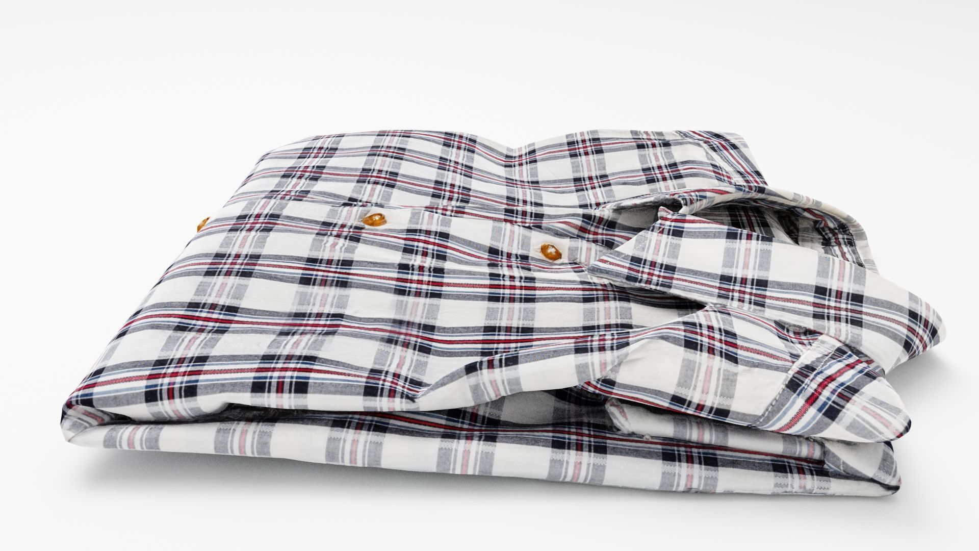 folded checkered shirt Generic casual wardrobe  3D model_1