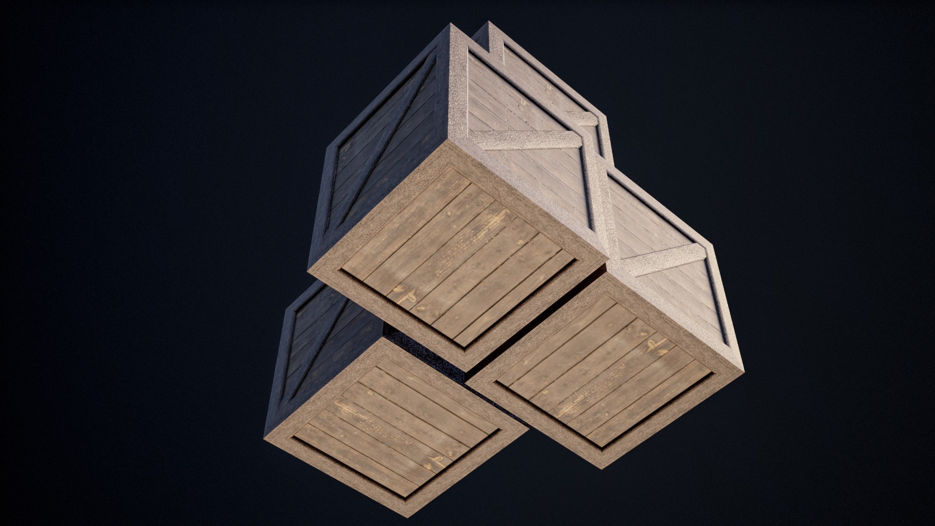 Wooden Old Crates PBR Low-poly 3D model_13