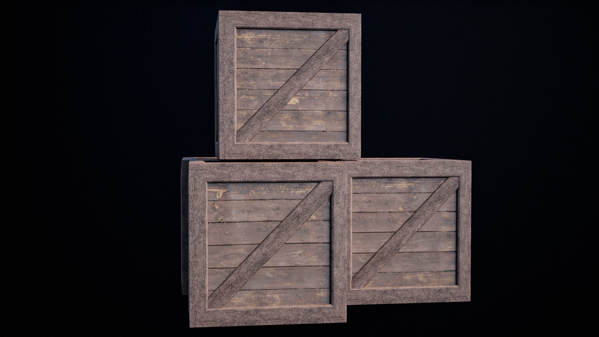 Wooden Old Crates PBR Low-poly 3D model_5