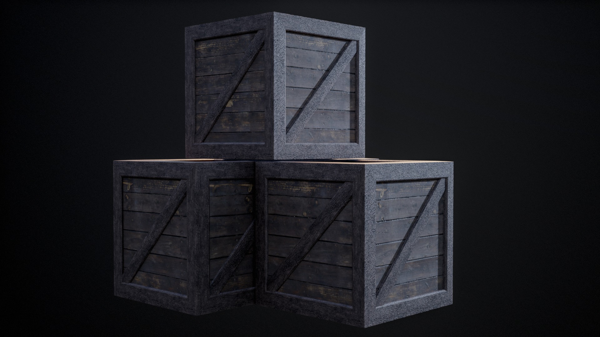 Wooden Old Crates PBR Low-poly 3D model_4