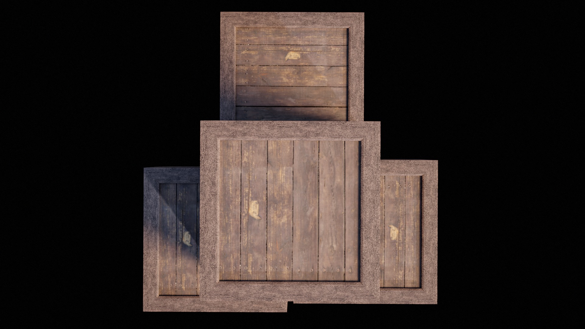 Wooden Old Crates PBR Low-poly 3D model_12