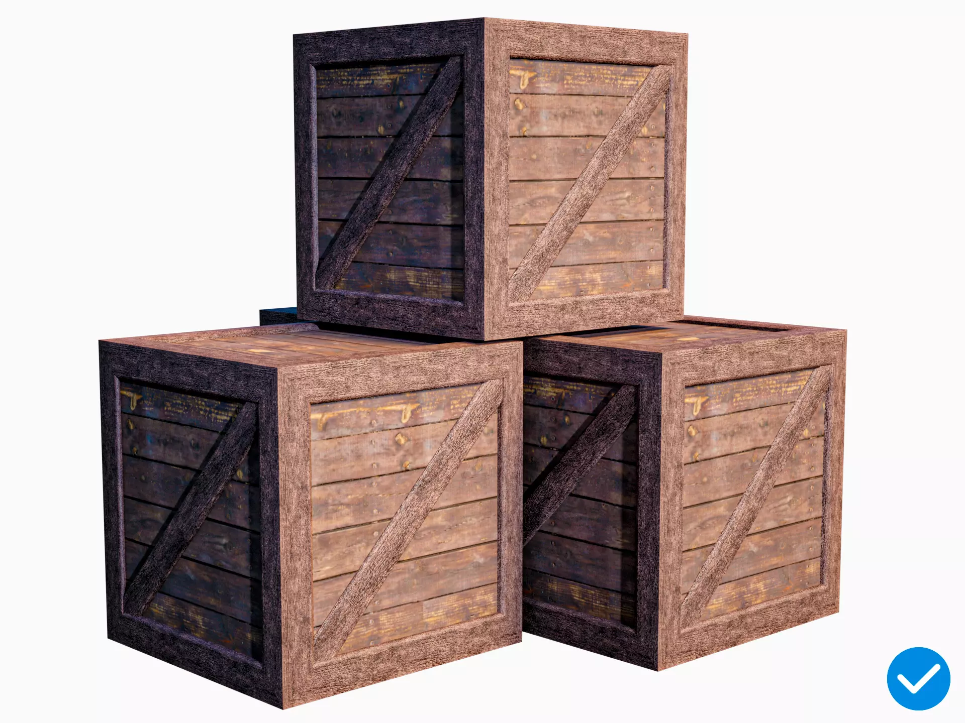 Wooden Old Crates PBR Low-poly 3D model_0