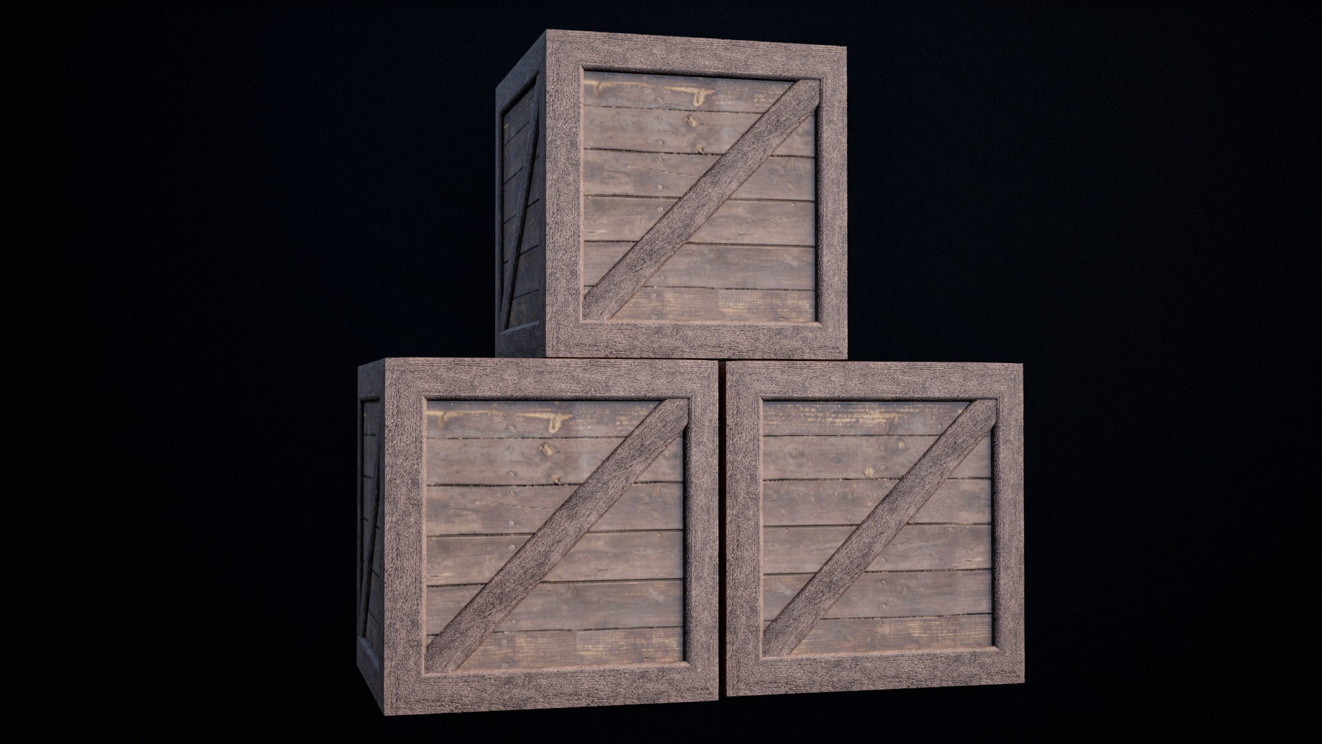 Wooden Old Crates PBR Low-poly 3D model_6