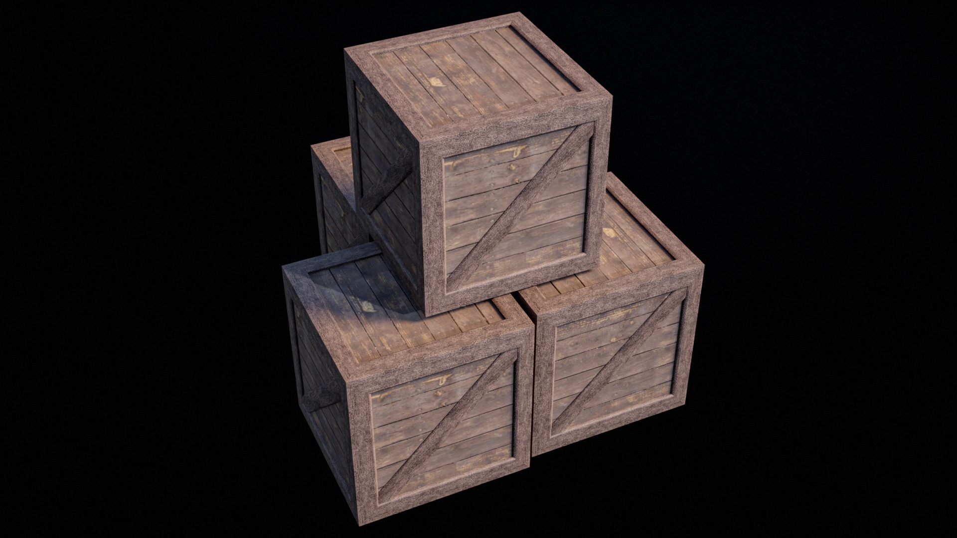 Wooden Old Crates PBR Low-poly 3D model_8