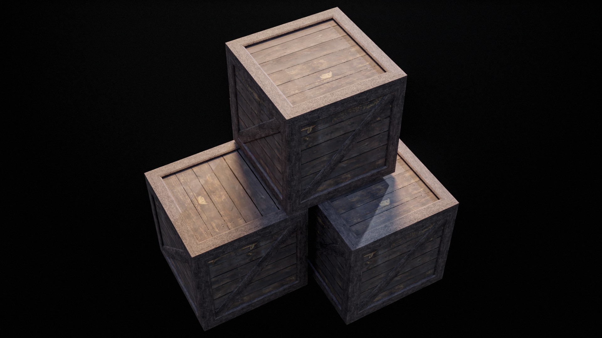 Wooden Old Crates PBR Low-poly 3D model_9