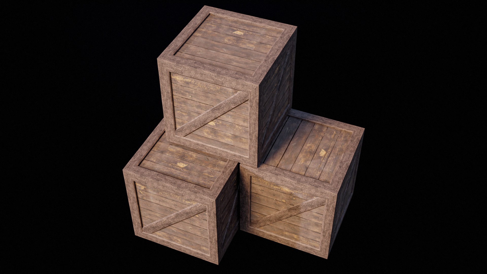 Wooden Old Crates PBR Low-poly 3D model_11