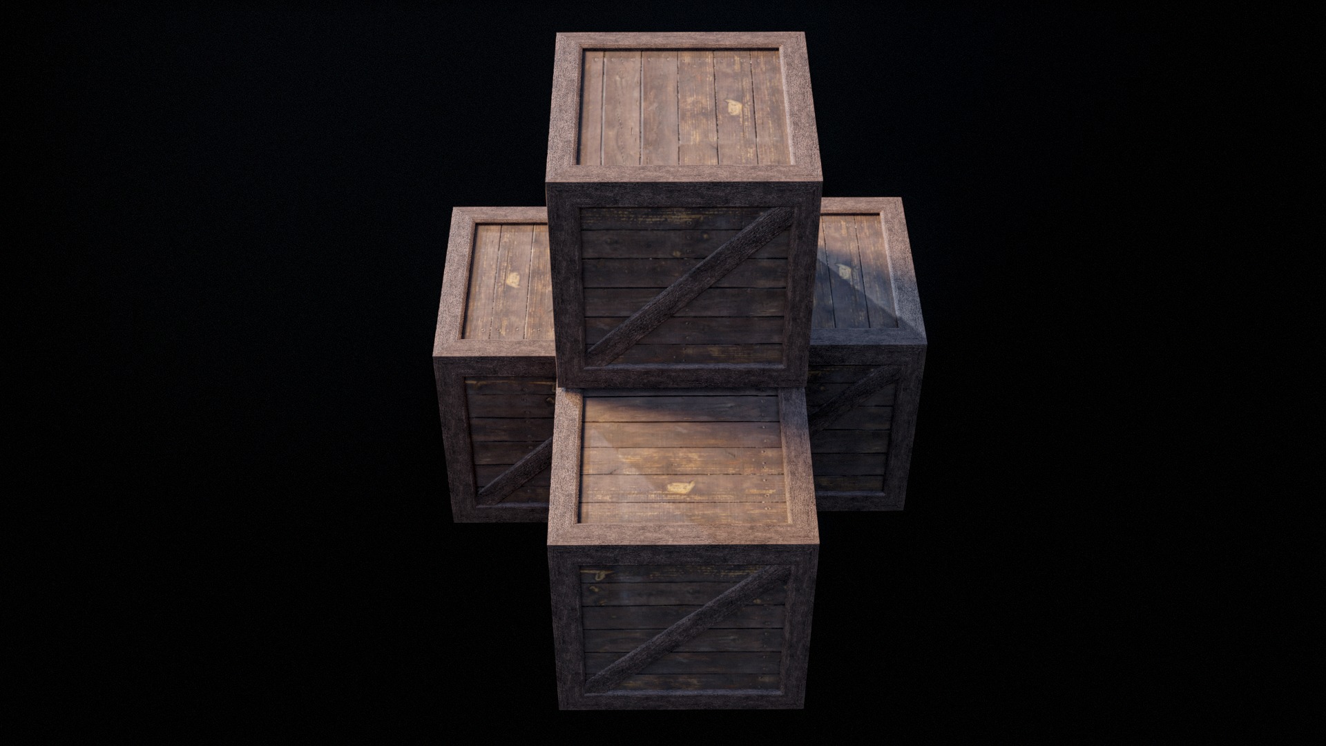 Wooden Old Crates PBR Low-poly 3D model_10