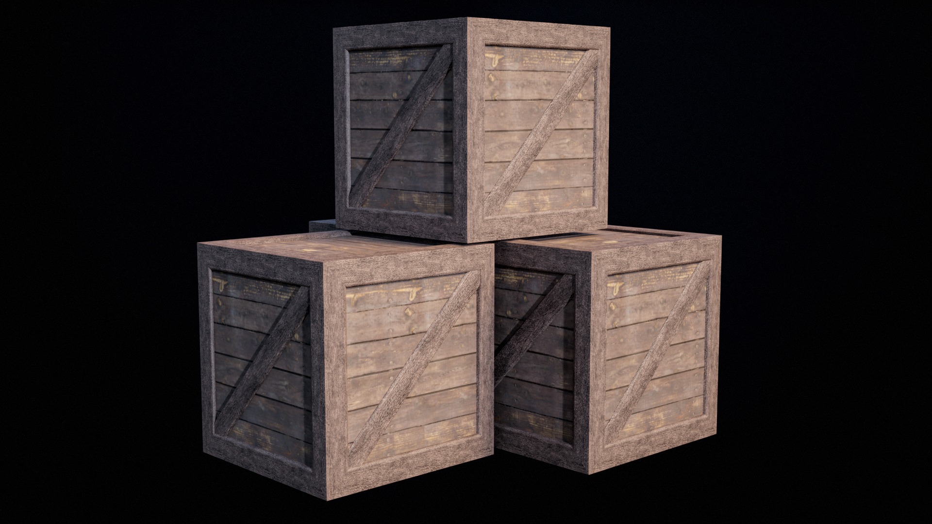 Wooden Old Crates PBR Low-poly 3D model_2