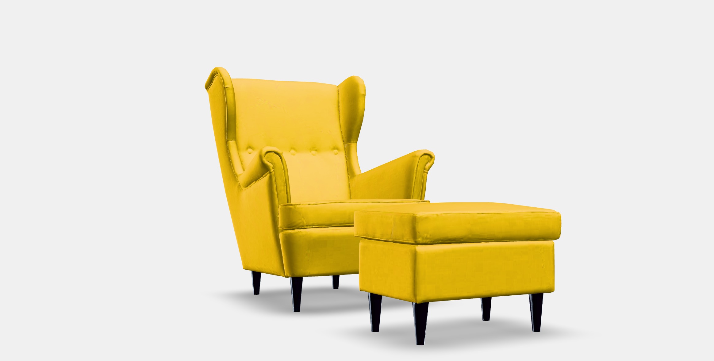 STRANDMON Armchair and footstool Low-poly 3D model_9