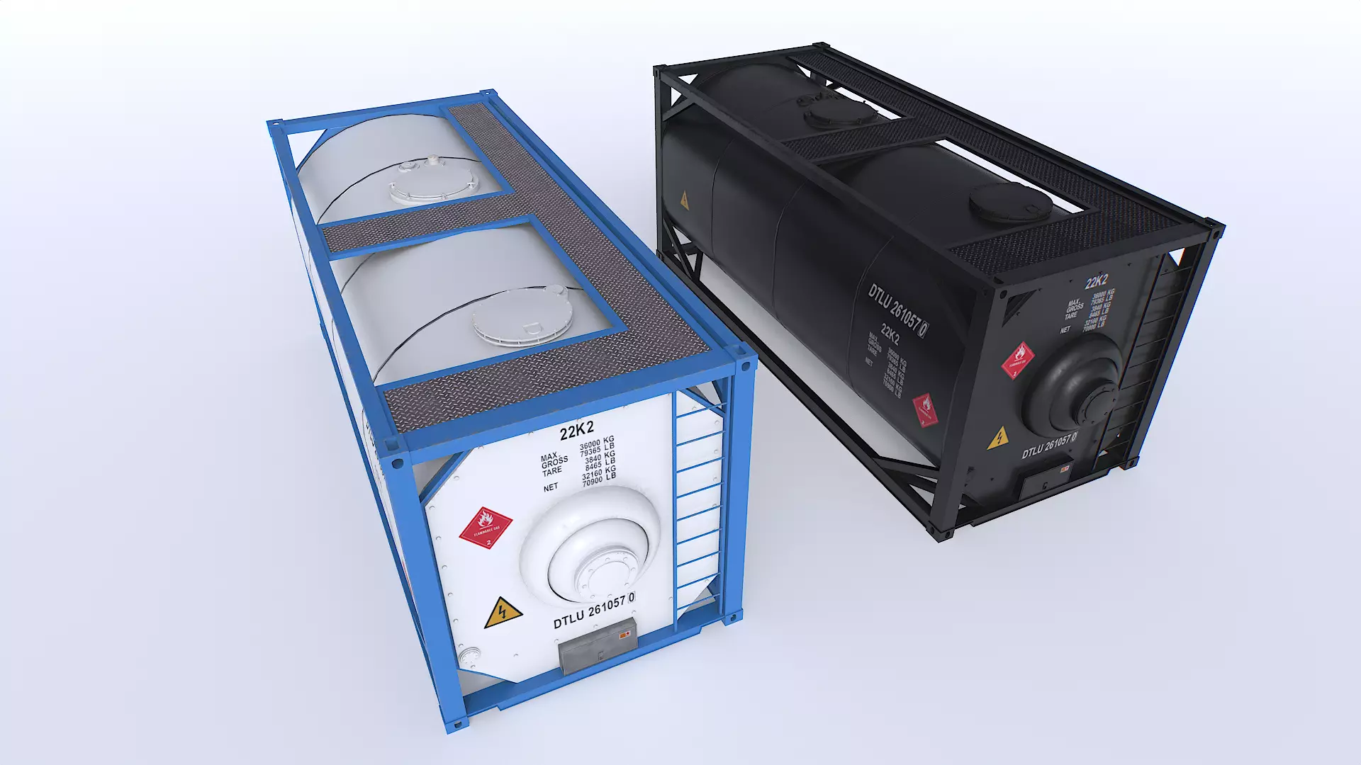 Tank Container pack Low-poly 3D model_0