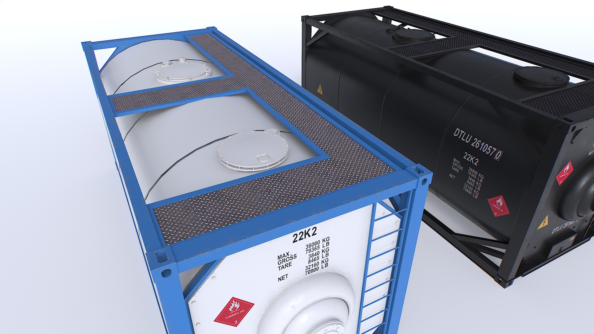 Tank Container pack Low-poly 3D model_7