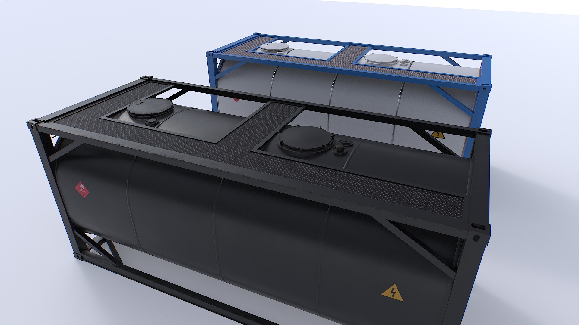 Tank Container pack Low-poly 3D model_6