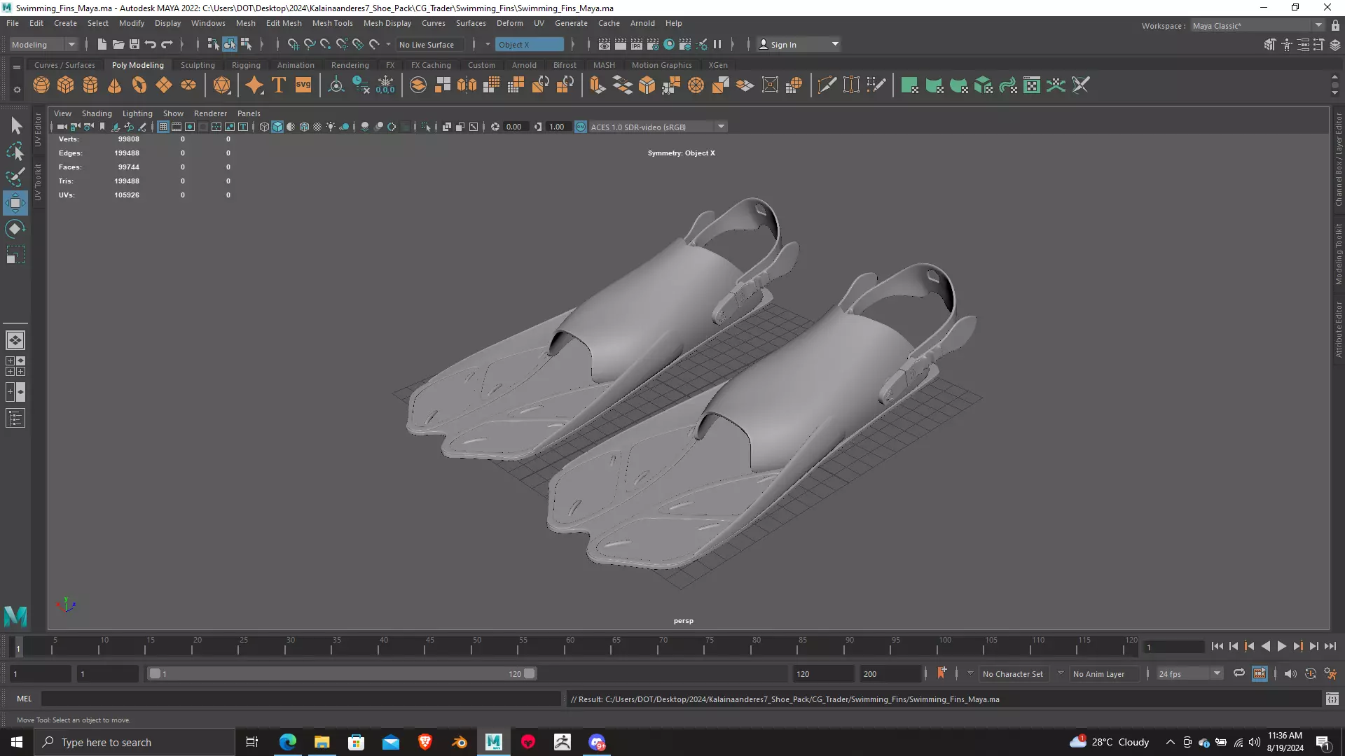 High Detail Swimming Fins 3D Model Print Ready 3D print model_0