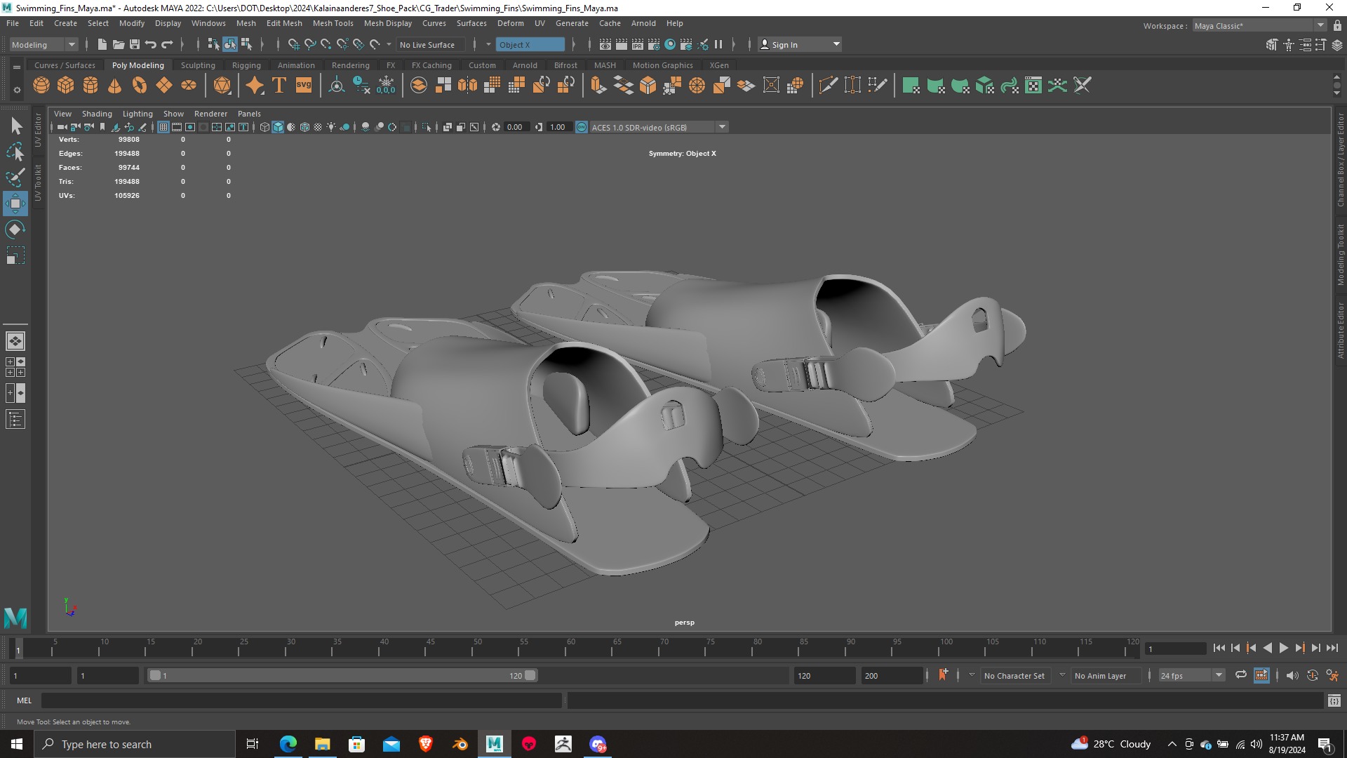 High Detail Swimming Fins 3D Model Print Ready 3D print model_5