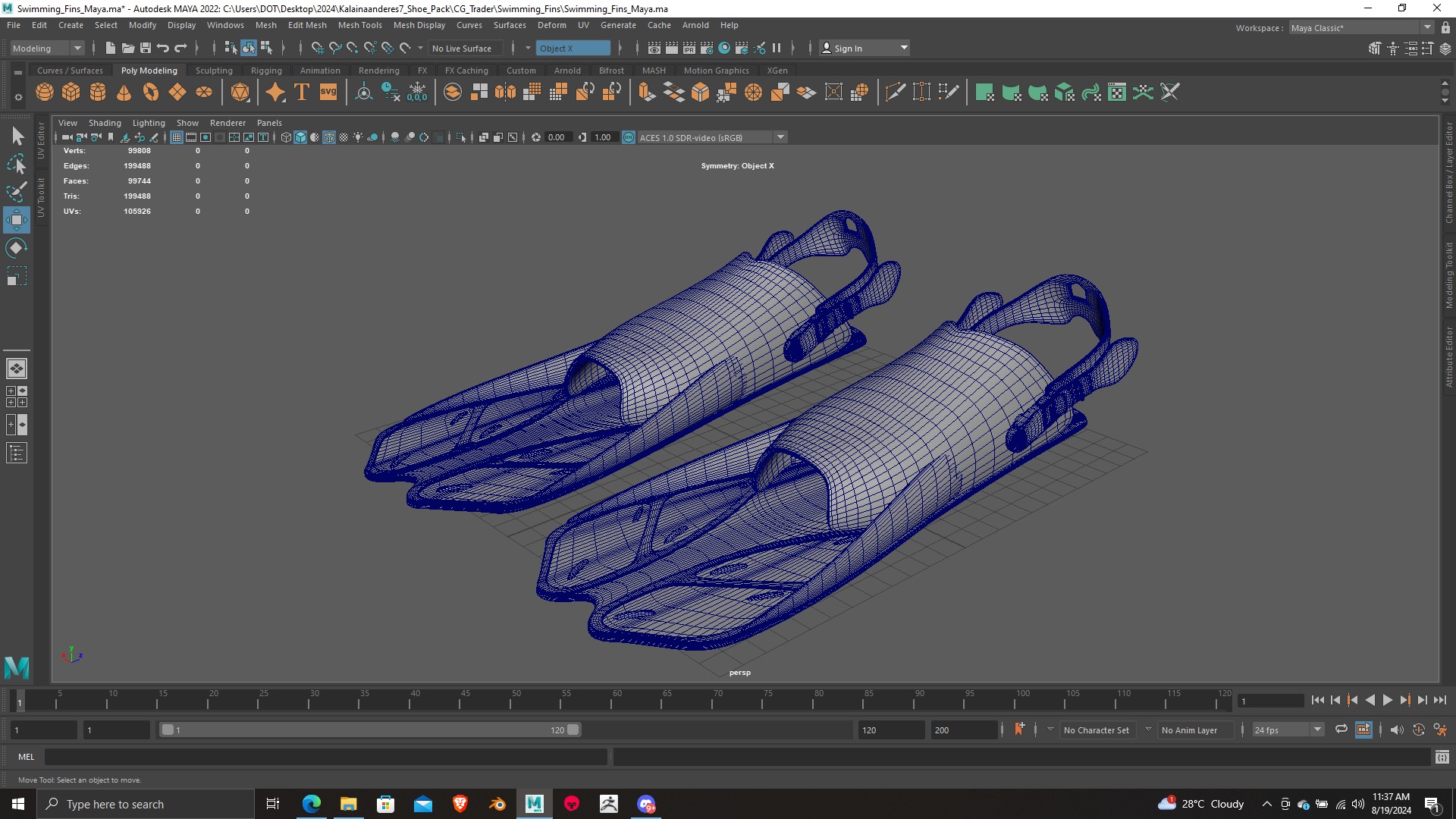 High Detail Swimming Fins 3D Model Print Ready 3D print model_9