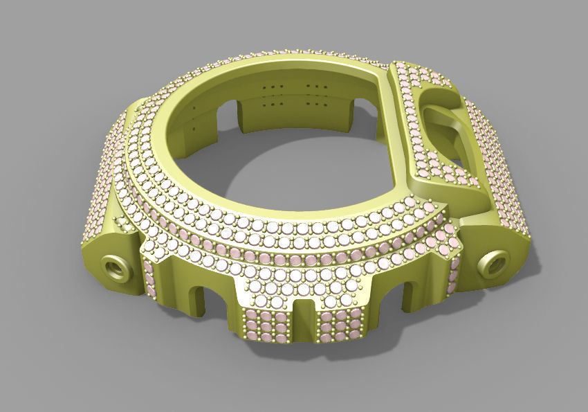 Watch case full of stones compatible with DW-6900 3D print model_24