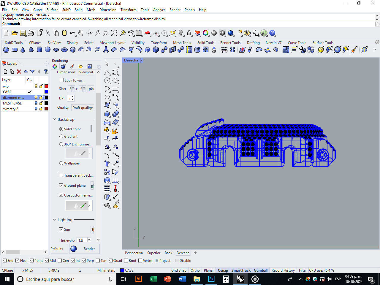 Watch case full of stones compatible with DW-6900 3D print model_10