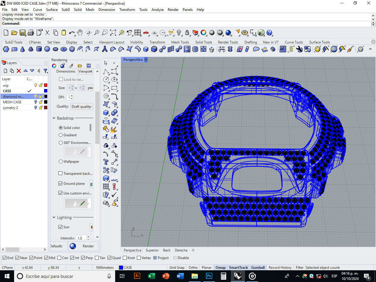 Watch case full of stones compatible with DW-6900 3D print model_18