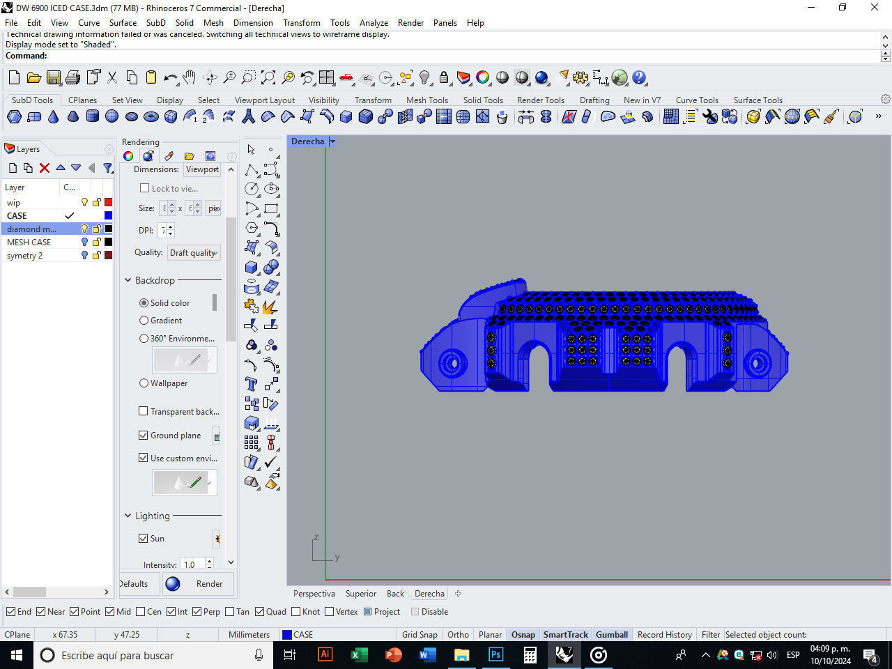 Watch case full of stones compatible with DW-6900 3D print model_11