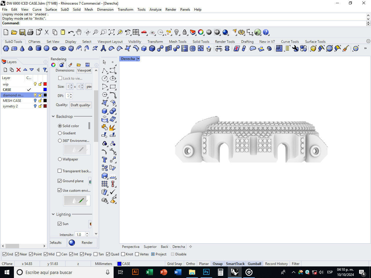 Watch case full of stones compatible with DW-6900 3D print model_12