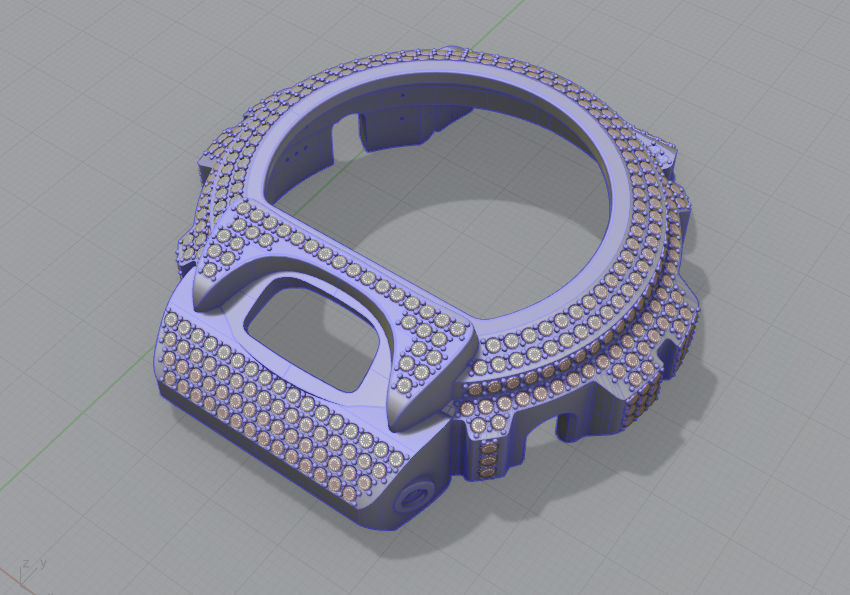 Watch case full of stones compatible with DW-6900 3D print model_33