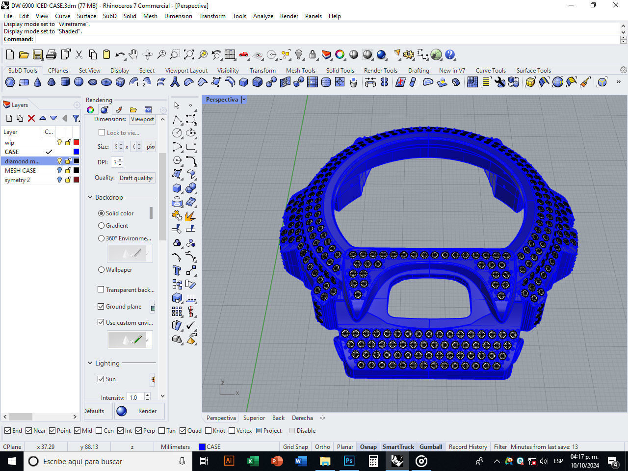 Watch case full of stones compatible with DW-6900 3D print model_19