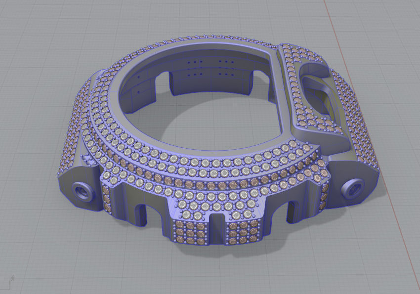 Watch case full of stones compatible with DW-6900 3D print model_25