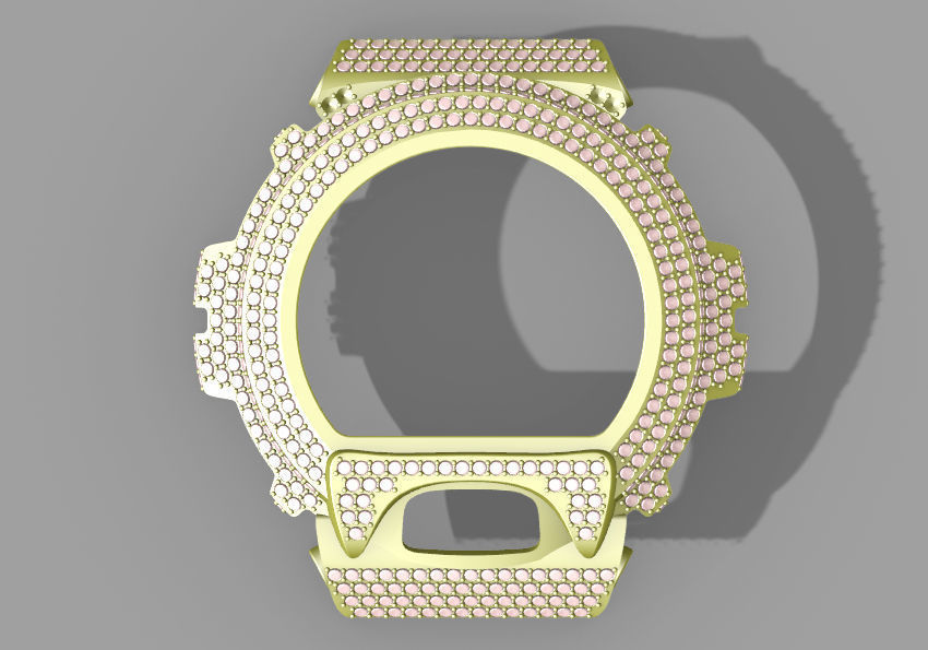 Watch case full of stones compatible with DW-6900 3D print model_29