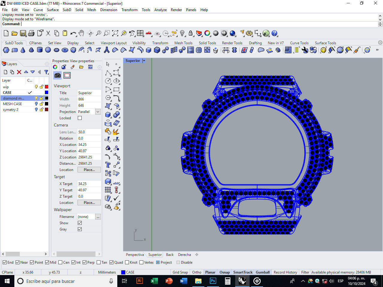 Watch case full of stones compatible with DW-6900 3D print model_6