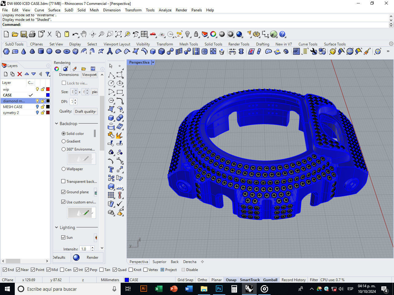 Watch case full of stones compatible with DW-6900 3D print model_15