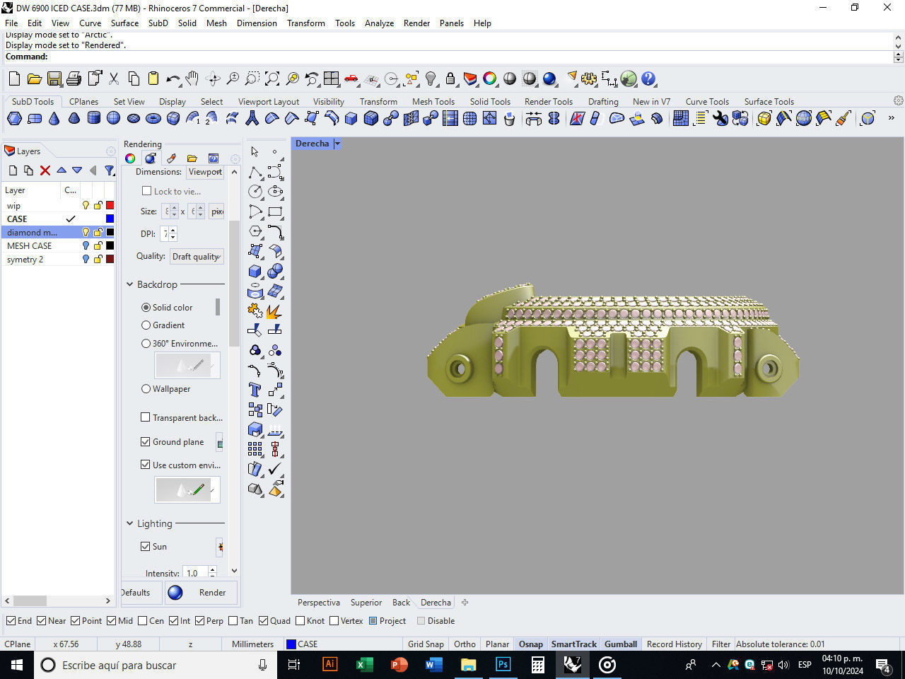 Watch case full of stones compatible with DW-6900 3D print model_13