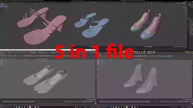 Summer Gear heels Collection 5 different footwears Print Ready 3D print model Summer Gear heels Collection 5 different footwears Print Ready 3D print model