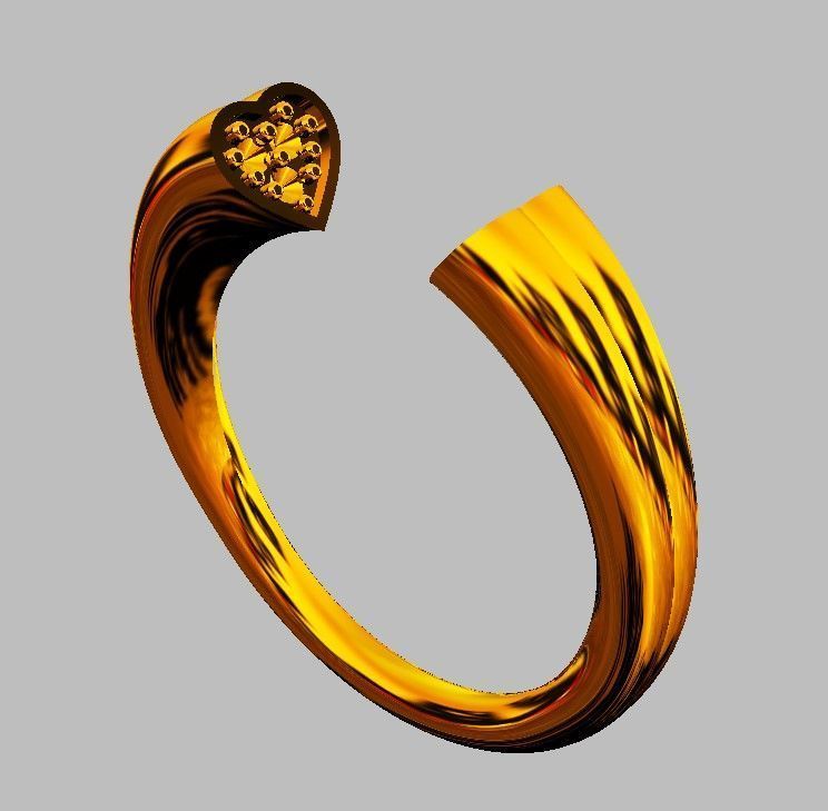 Heart Diamond Open Ring 3D print model_8