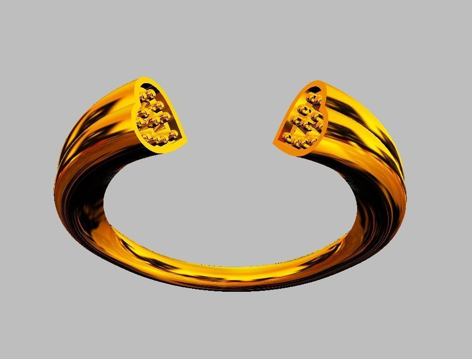 Heart Diamond Open Ring 3D print model_7